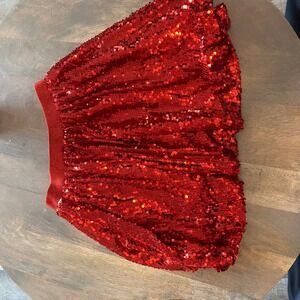 Kids‎ Red Sequin Skirt Glitter Sparkly Elastic Waist Party Dance Size 14y